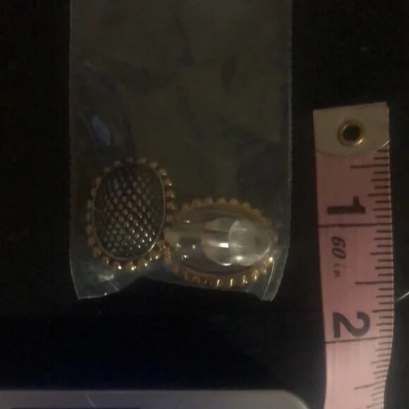 Textured Oval Clip On Earrings Silver & Gold - Picture 5 of 7